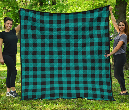 Teal And Black Buffalo Check Print Quilt