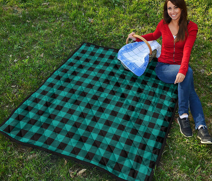 Teal And Black Buffalo Check Print Quilt