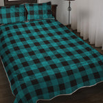 Teal And Black Buffalo Check Print Quilt Bed Set