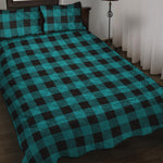 Teal And Black Buffalo Check Print Quilt Bed Set