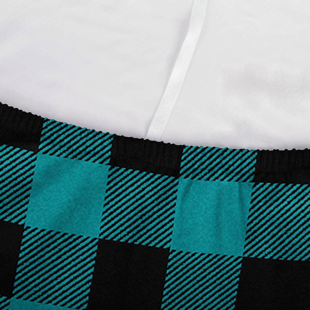 Teal And Black Buffalo Check Print Sofa Cover