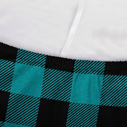 Teal And Black Buffalo Check Print Sofa Cover