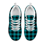 Teal And Black Buffalo Check Print White Sneakers
