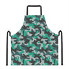 Teal And Black Camouflage Print Apron