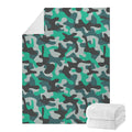 Teal And Black Camouflage Print Blanket