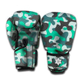 Teal And Black Camouflage Print Boxing Gloves