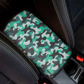 Teal And Black Camouflage Print Car Center Console Cover
