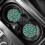 Teal And Black Camouflage Print Car Coasters