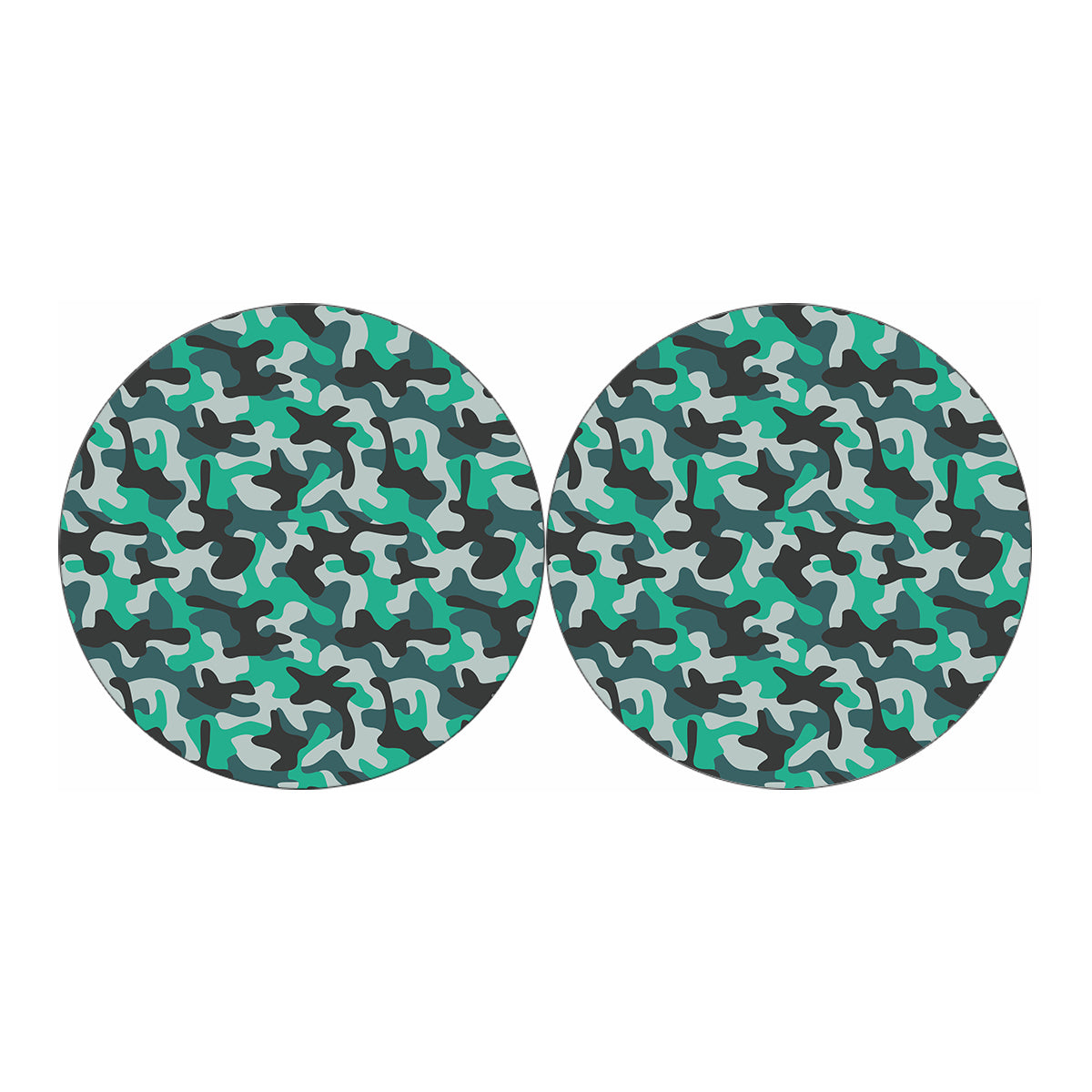 Teal And Black Camouflage Print Car Coasters