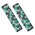 Teal And Black Camouflage Print Car Seat Belt Covers