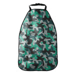 Teal And Black Camouflage Print Car Seat Organizers