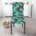 Teal And Black Camouflage Print Dining Chair Slipcover