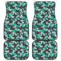Teal And Black Camouflage Print Front and Back Car Floor Mats