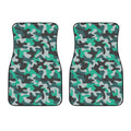Teal And Black Camouflage Print Front Car Floor Mats