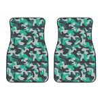 Teal And Black Camouflage Print Front Car Floor Mats