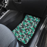 Teal And Black Camouflage Print Front Car Floor Mats