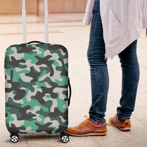 Teal And Black Camouflage Print Luggage Cover GearFrost