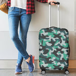 Teal And Black Camouflage Print Luggage Cover GearFrost