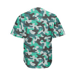 Teal And Black Camouflage Print Men's Baseball Jersey