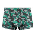 Teal And Black Camouflage Print Men's Boxer Briefs