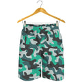 Teal And Black Camouflage Print Men's Shorts