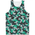 Teal And Black Camouflage Print Men's Tank Top