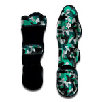 Teal And Black Camouflage Print Muay Thai Shin Guard