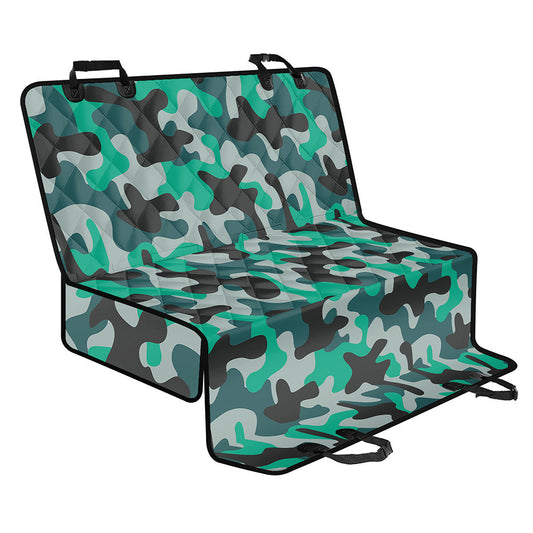 Teal And Black Camouflage Print Pet Car Back Seat Cover