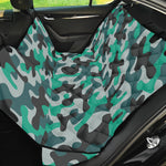Teal And Black Camouflage Print Pet Car Back Seat Cover