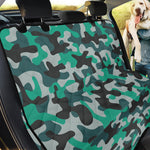 Teal And Black Camouflage Print Pet Car Back Seat Cover