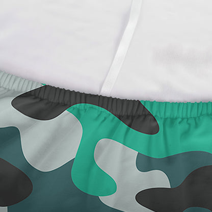 Teal And Black Camouflage Print Sofa Cover