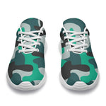 Teal And Black Camouflage Print Sport Shoes GearFrost