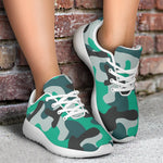 Teal And Black Camouflage Print Sport Shoes GearFrost