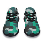 Teal And Black Camouflage Print Sport Shoes GearFrost