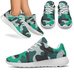 Teal And Black Camouflage Print Sport Shoes GearFrost