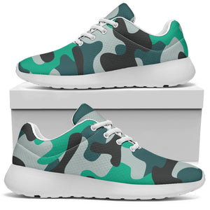 Teal And Black Camouflage Print Sport Shoes GearFrost