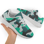 Teal And Black Camouflage Print Sport Shoes GearFrost