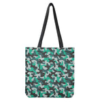 Teal And Black Camouflage Print Tote Bag