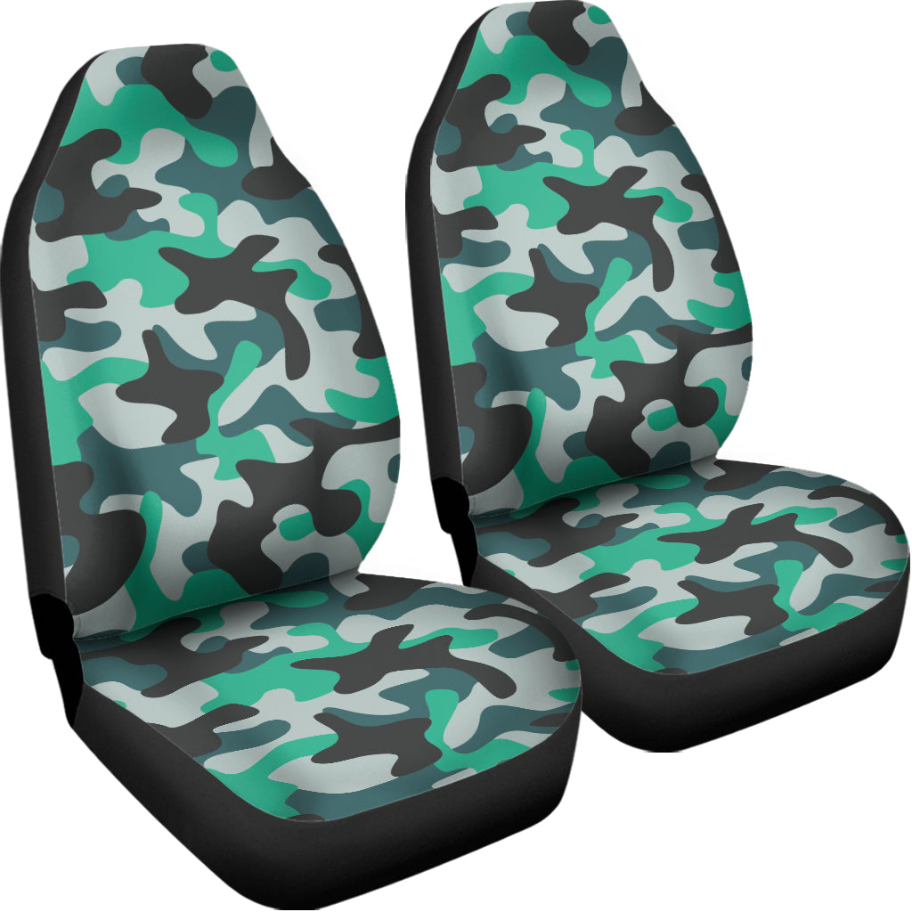 Teal And Black Camouflage Print Universal Fit Car Seat Covers