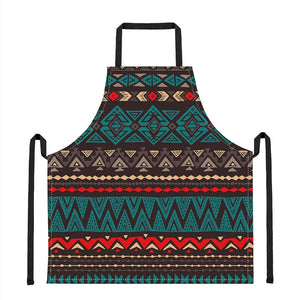 Teal And Brown Aztec Pattern Print Apron