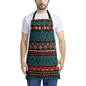 Teal And Brown Aztec Pattern Print Apron