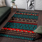 Teal And Brown Aztec Pattern Print Area Rug GearFrost