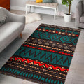 Teal And Brown Aztec Pattern Print Floor Mat