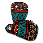 Teal And Brown Aztec Pattern Print Boxing Gloves