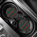 Teal And Brown Aztec Pattern Print Car Coasters