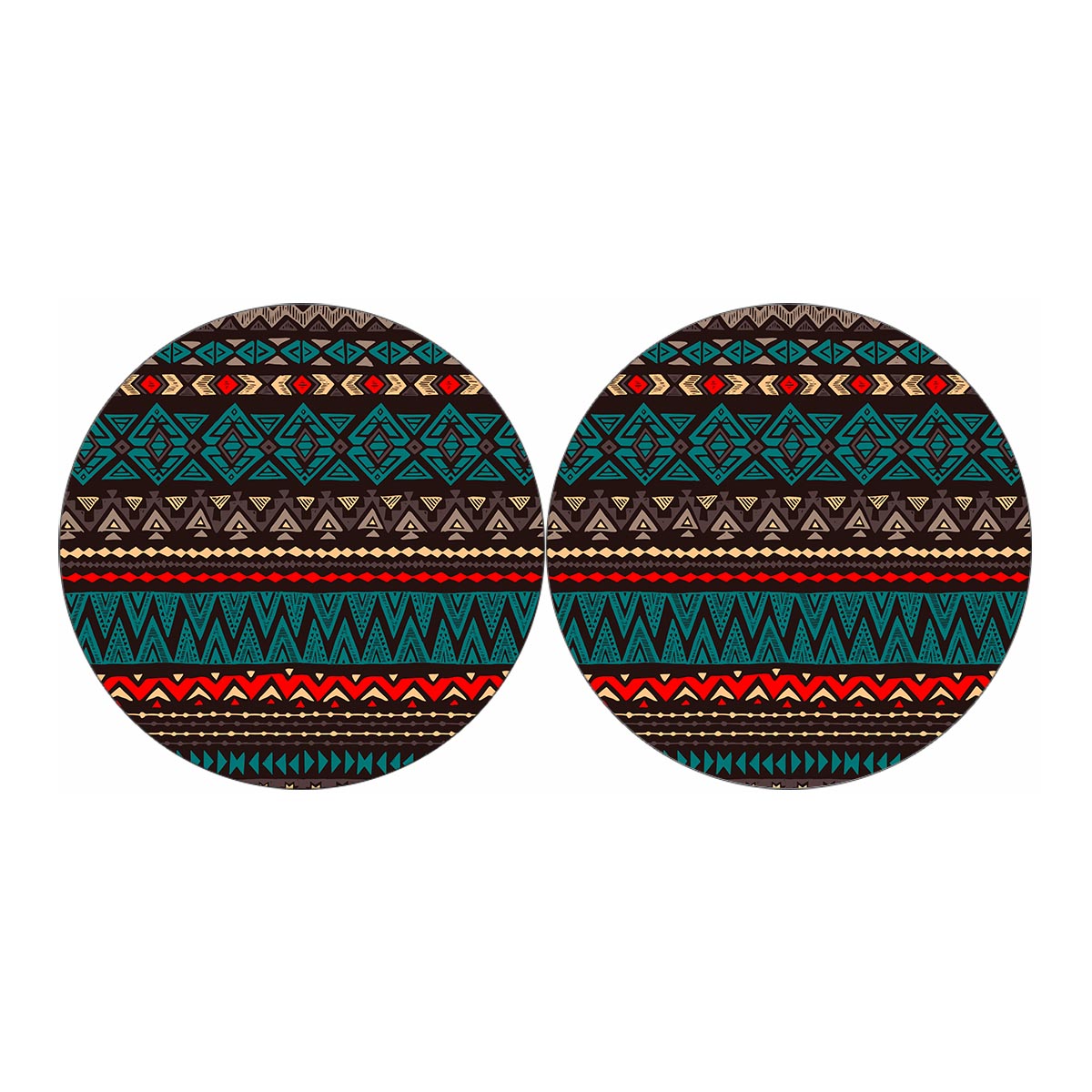 Teal And Brown Aztec Pattern Print Car Coasters