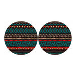 Teal And Brown Aztec Pattern Print Car Coasters