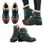 Teal And Brown Aztec Pattern Print Comfy Boots GearFrost