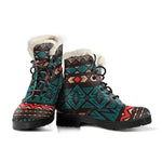 Teal And Brown Aztec Pattern Print Comfy Boots GearFrost