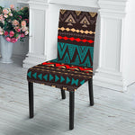 Teal And Brown Aztec Pattern Print Dining Chair Slipcover